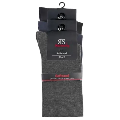 RS. Harmony 3 Paar Herren Socken Softrand handgekettelte Fußspitze verstärkte Ferse & Spitze Baumwolle 80% Business & Alltag (DE/NL/SE/PL, Numerisch, 47, 50, Große Größen, Tall)