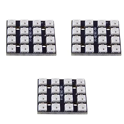 3x RGB LED-Modul 16-fach, WS2812B, 4-7V, kompatibel mit Arduino, Raspberry Pi