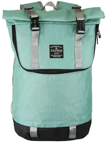 BAG STREET - Großer Damen Roll-Top-Rucksack Daypack mit Tablet-Fach gepolstert, ca. 18 Liter - Türkis
