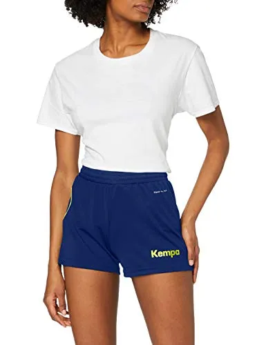Kempa Damen Curve Shorts, Deep Blau/Fluo Gelb, XXL EU