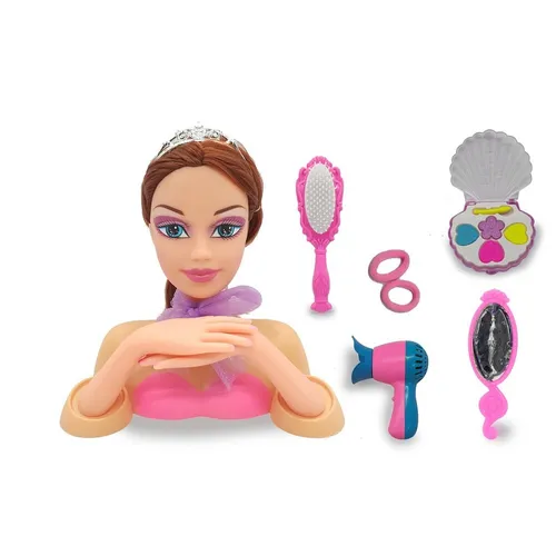 JAMARA KIDS FRISIERKOEPFE,KOSMETIK/SCHMINK/FOENKOFF Frisierkopf Set Emma Beauty