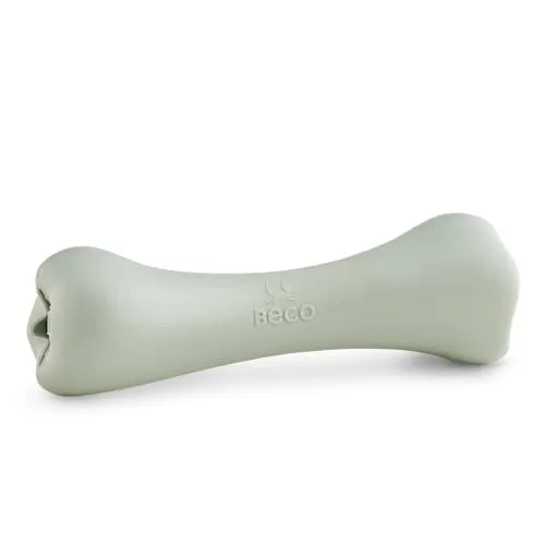 Beco Hundespielzeug Kauknochen aus Naturkautschuk mit Leckerli-Loch, Grün