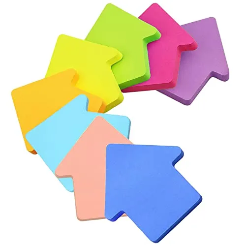 Bunte Sticky Notes, Selbstklebende Klebezettel 76 x 76 mm Hausform Farbige Haftnotizen für Büro Zuhause Schule Sitzung 560 Blatt insgesamt (8 Farbe)