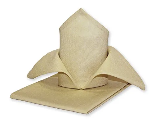 Haus und Deko Stoffservietten 4er Pack Struktur Leinen-Optik bügelfrei 50x50 cm Servietten #1239 (Ecru)