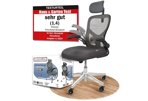 CLOUVOU SmartSeat Bürostuhl Ergonomisch [TESTSIEGER] in grau von CLOUVOU