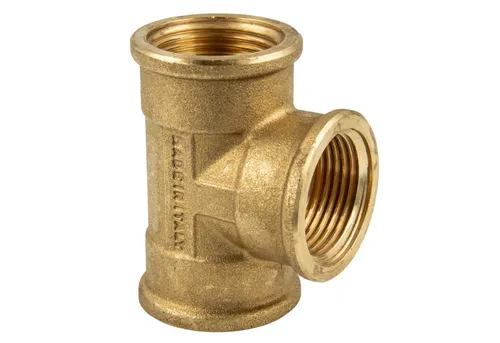 tecuro Gewindefitting T-Stück allseitig Innengewinde Rp, Messing blank, 1/2 Zoll