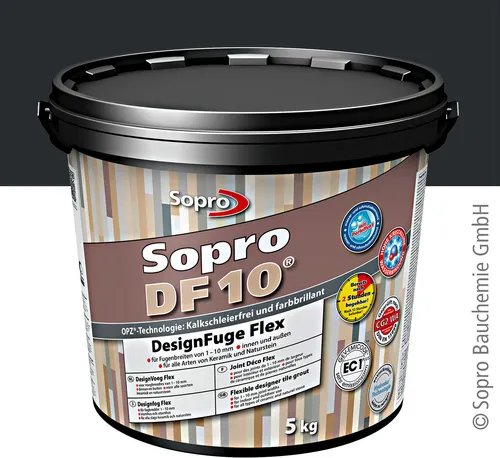Sopro DF 10 DesignFuge 5 kg - Fugenmasse für kreative Raumgestaltungen - Baumaterial, hochwertige Fugenmasse für präzise Fugen von 1-10 mm in elegantem Schwarz, ideal für moderne Designs.
