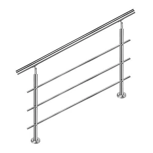 HENGMEI 120cm Treppengeländer Edelstahl-Handlauf Geländer Geländerstäben Terrassengeländer Bausatz Treppen (120cm, 3 Querstreben)