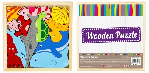 Układanka drewniana 12 elementów Ocean MEGA CREATIVE 500656 MEGA C 5904335852622