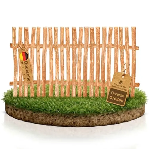 BooGardi Zaunelement Haselnuss · 144 Größen · 120 x 180 cm (7-9 cm) · Staketenzaun Bausatz für Lattenzaun/Bretterzaun · Gartenzaun Holzzaun