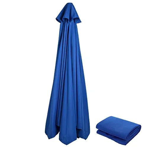 LEMCC 3 m runder Terrassenschirm Ersatzdach Markttischschirm Baldachin, Outdoor Sonnenschirm Ersatz Top, nur Baldachin, blau, 6 Ribs