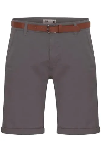 !Solid SDMontijo Chino Shorts - Dunkelgraue Herren Bermuda mit Gürtel - Herren-Shorts aus hochwertiger Baumwollmischung, mit abnehmbarem Gürtel und zwei praktischen Eingriffstaschen – ideal für Freizeit und Büro.