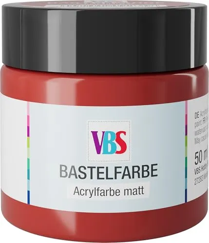 VBS Bastelfarbe 50 ml wasserfest lichtecht geruchsneutral lösungsmittelfrei hochpigmentiert matt Malfarbe Malen Farbe Farben Karminrot