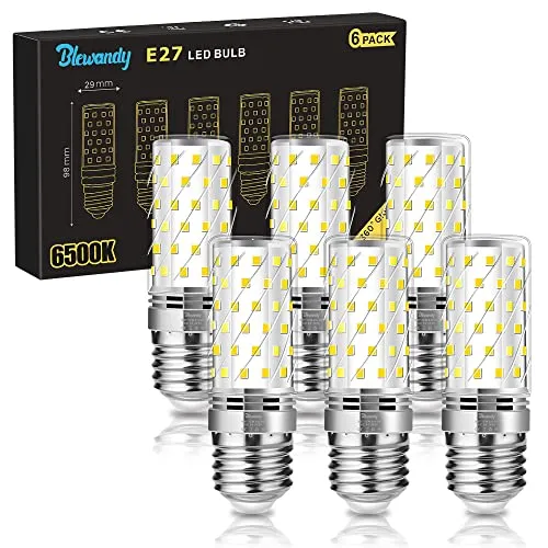 Blewandy LED Lampe Glühbirne E27, 12W Ersetzt Glühbirnen 100W, Kaltweiß 6500K 1200LM LED Lampen, Nicht dimmbar, Kein Flackern, LED Energiesparlampe Birnen, 6 Stück