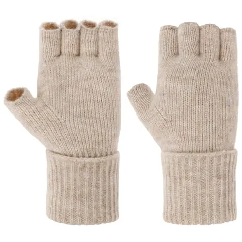 Seeberger Classic Fingerless Handschuhe Strickhandschuhe Damenhandschuhe Fingerlose Damen - Herbst-Winter Winter - One Size hellbeige