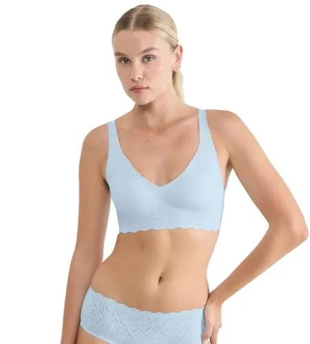 sloggi Bügelloser BH ZERO Feel Bliss Soft Bra in LIGHT BLUE XL - Modischer, nahtloser BH ohne Bügel, gefertigt aus elastischem Material für höchsten Tragekomfort. Ideal für den Alltag, mit herausnehmbaren Cups und verstellbaren Trägern.