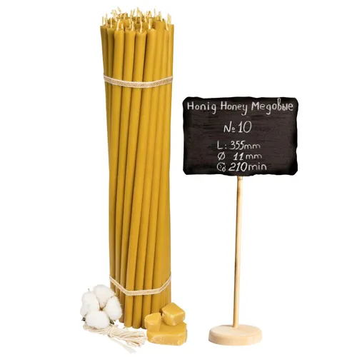 Stk. Diveevo Ritual Kerzen 100% Bienenwachs Gelb - Kerzen für Gebet Tischdeko Hochzeit - Ungiftig,  Tropffrei, Nachhaltige Produkte, Nr. 10, 35.5cm 25