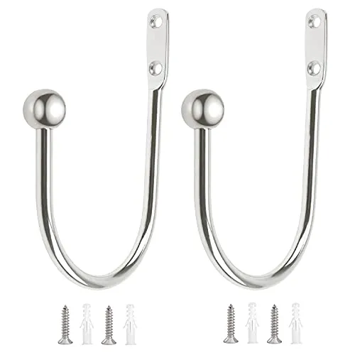 Belvanr Raffhalter für Vorhänge 2 Stück Vorhang Raffhalter Raffhalter für Gardinen Vorhanghalter Wand U Haken Vorhanghalter Metall Raffhalter Haken Vorhang Holdbacks Tieback Hooks für Gardinen