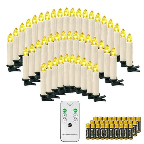 OZAVO 30er Weihnachtskerzen mit Batterie, kabellose LED Kerzen, Christbaumkerzen mit Fernbedienung, Weihnachtsbaumbeleuchtung, Weihnachten