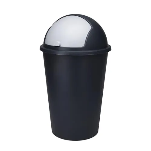 Spetebo Mülleimer XL 3500, 50 Liter, schwarz - Robuster Mülleimer mit geruchssicherem Schiebe-Deckel für eine einfache einhändige Bedienung. Ideal für Küche und Büro, sorgt für eine einfache Reinigung dank glatter Oberfläche.