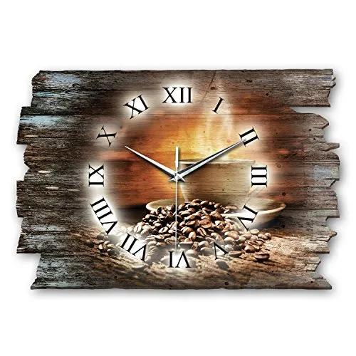 Kreative Feder Designer Wanduhr „Kaffee“ aus Holz 40x27cm in braun von Kreative Feder