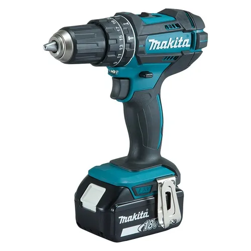 Makita DHP482RTJ Akkuschrauber mit 2x 18V Akku - Akkuschrauber für vielseitige Anwendungen, kraftvoll und kabellos dank 2 leistungsstarker 18V Akkus, ideal für Heimwerker und Profis.