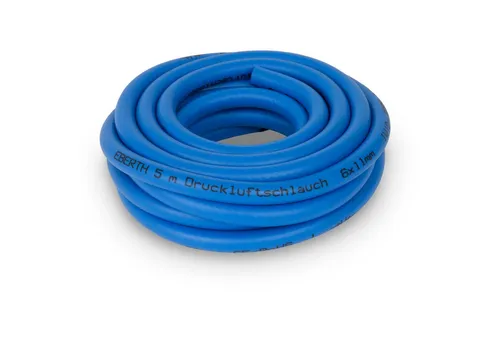 EBERTH Druckluftschlauch 5m Länge, Kompressor Schlauch mit 6mm x 11mm Durchmesser, 20 bar Arbeitsdruck, Druckluft Werkzeug Zubehör ohne Kupplung