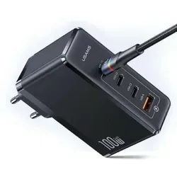 USAMS Ultra-schnelles Ladegerät 100 W USB-C - Netzteile für Handys mit 3 x USB-C (100 W Max) und 1 x USB-A (60 W Max) – perfekt für schnelles Laden von mehreren Geräten gleichzeitig.