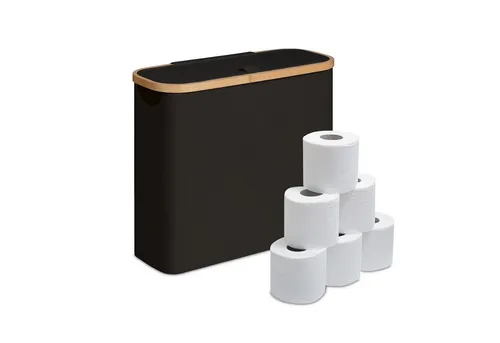 relaxdays Toiletten-Ersatzrollenhalter Toilettenpapier Aufbewahrung 12 Rollen, schwarz