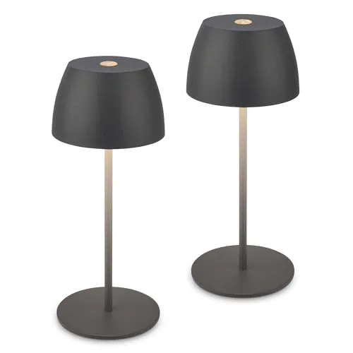 Briloner Leuchten Tischleuchte 2x LED Akku - Nachttischleuchten mit dimmbarer Touch-Funktion und spritzwassergeschütztem Design, ideal für Innen- und Außenbereiche.