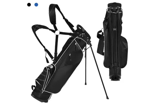 COSTWAY Golftrolley + Golfbag Golfbag, für Max. 4 Schläger, mit Ständer