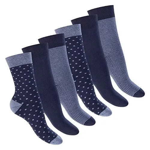 Footstar Damen Wintersocken - 6 Paar Thermo Socken Navy 35-38 - 6 Paar Damen Wintersocken mit Thermo-Effekt für warme Füße. Ideal für kalte Tage und den Outdoor-Einsatz. Rutschfester Sitz und komfortabler Bund sorgen für besten Tragekomfort. Hergestellt in Europa mit OEKO-TEX Zertifizierung.