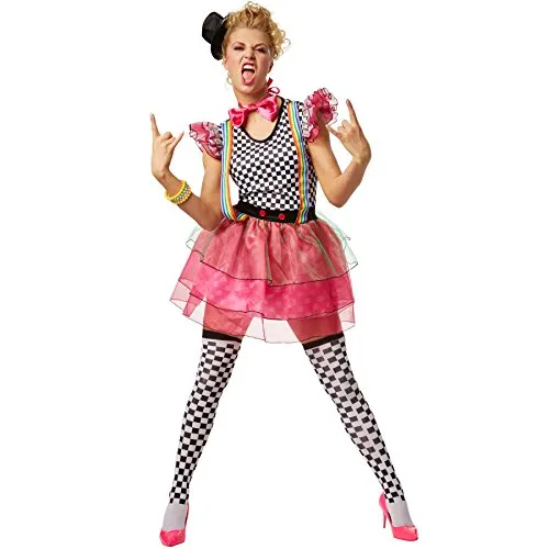 tectake® Frauenkostüm Neon Clown - Kostüme für Karneval und Mottopartys, bunt und auffällig – werde zum Hingucker und sorge für gute Laune auf jeder Feier!