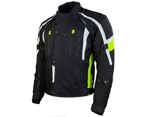 roleff Motorradjacke RO15043- Schwarz-Neongelb, wasserdicht, atmungsaktiv & mit Protektoren winddicht, wasserdicht, atmungsaktiv