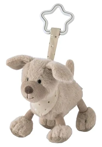 Sterntaler Spielzeuganhänger Hund Lucky - Kinderwagen Spielzeug aus weichem Stoff - Baby Spielzeug zum Aufhängen - Spielbogen Anhänger mit sternförmiger Aufhängung, graubeige