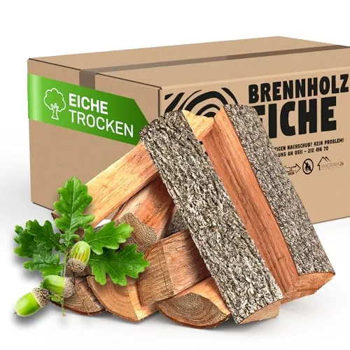 Brennholz Kaminholz Feuerholz Reine Eiche ofenfertig kammergetrocknet < 9% in 25cm (+/- 5cm) 30 kg