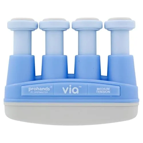 Pro Hands Fingertrainer VIA Medium, Blau, 230x140 - Musizier-Zubehör für Musiker - Ideal zur Steigerung von Kraft, Schnelligkeit und Fingerfertigkeit. Langlebiges Einsteigermodell mit mittlerem Widerstand für effektives Aufbautraining der Hand- und Fingermuskulatur.