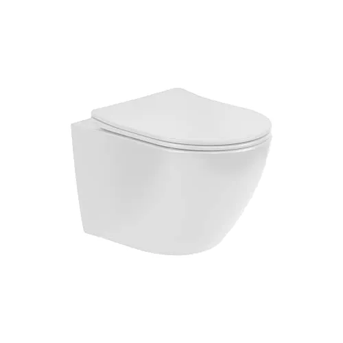 i-flair WC Franco Wand Toilette spülrandlos inkl. WC Sitz mit Softclose Absenkautomatik + abnehmbar - Weiß Matt
