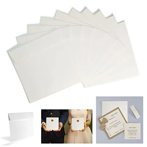 Stück Quadratische Luxus-Umschläge 16 x 16 cm 120 g/m² Farbe Elfenbein, Cremeweiß - Einladungen Hochzeit, Taufe, Buchstaben - Verschluss mit Haftstreifen 25