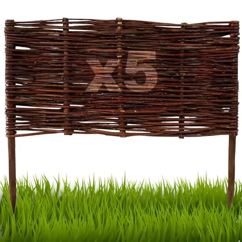 Floranica 5 Stück Beetbegrenzung aus Weide 40 cm x 60 cm Rasenkante aus Weidengeflecht Beeteinfassung Rasenkante Beetzaun Weidenzaun Palisade Abtrennung von Blumenbeetwegen Gartenbeeten