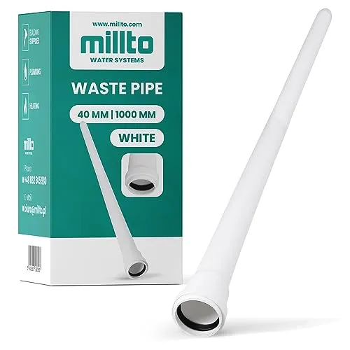 Millto™ Rohr Abwasserrohr Kanalisationsrohr 40 mm x 1000 mm Weiß Kanalrohr Abflussrohr mit Gummidichtung Kanalrohrsystem Heißwasser Chemische Beständigkeit Abwasser