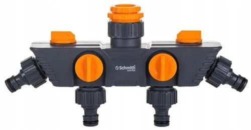 Schmith Vierfach-Gartenhahnteiler mit Ventilen Wasserhahn 4 Wege Verteiler Wasserverteiler Splitter