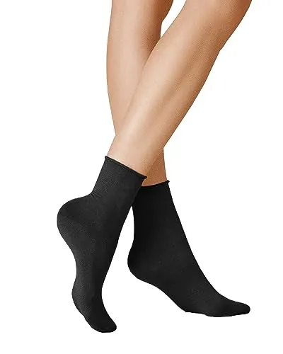 KUNERT Damen Socken Sensual Cotton Rollrand 130 DEN Black 0070 35-38