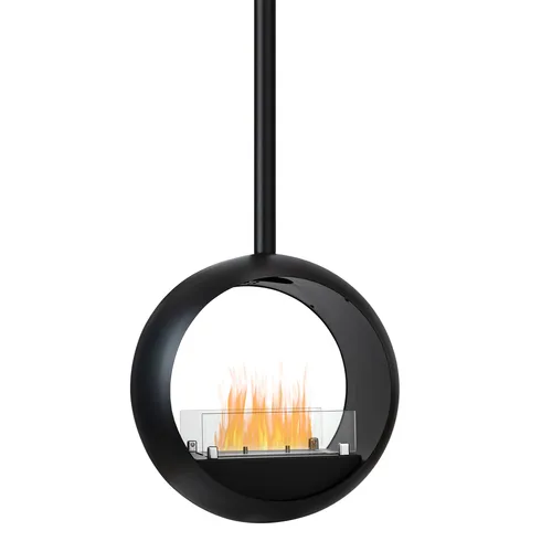 Hängender Ethanol Kamin von Moritz - Deckenkamin rund schwarz - Kamin für alle Zimmer, aus Metall, mit Bio-Ethanol betrieben. Stilvolles Design in Schwarz, ideal für moderne Wohnräume.