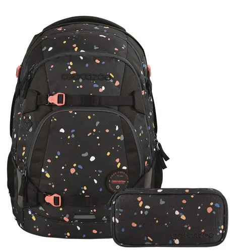 coocazoo MATE Schulrucksack-Set 2tlg inkl. Schlamperbox (Sprinkled Candy) - Schultaschen-Set mit 30 Litern Stauraum, ergonomischem Tragekomfort und austauschbaren Klett-Patches für individuelle Gestaltung. Sicherheit durch LED-Lichtbefestigung und Reflektoren.