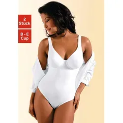 T-Shirt-Body NUANCE, Damen, Gr. 75, Cup D, schwarz (schwarz, weiß), Obermaterial: 77% Polyamid (TACTEL), 16% Elasthan (LYCRA), 7% Baumwolle, Basic, figurbetont, eckiger Ausschnitt, Bodys, mit Bügel, mit bodyforming Effekt, Shape wear Body, Shaping Body