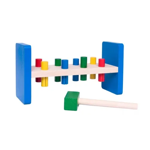 Ebert 605119 Klopfbank mit Hammer aus Holz Erzgebirge - Klopfbank aus hochwertigem Holz, ideal für die Förderung der motorischen Fähigkeiten von Kindern.