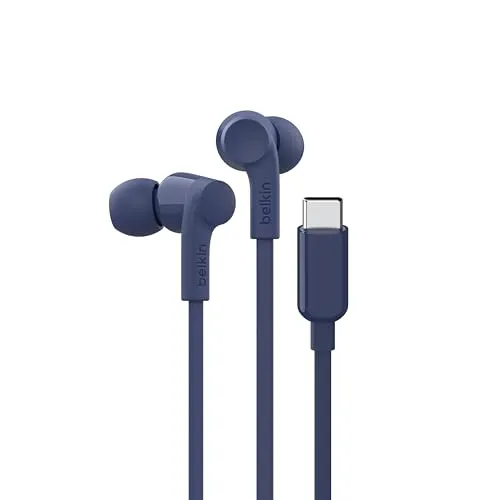 Belkin SoundForm Wired In-Ear Headphones - Kopfhörer mit USB-C-Anschluss und einstellbarem Lautstärkebegrenzer für sicheren Musikgenuss. Ideal für Kinder und Erwachsene, mit fünf Ohrstöpselgrößen für perfekten Sitz.