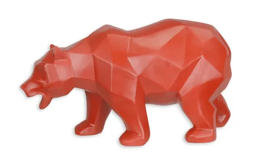 Aubaho Dekoobjekt Figur aus Kunstharz - Retro Bär in Rot - Charmante Dekofigur aus Kunstharz im Retro-Design, ideal für kreative Wohnakzente und als Blickfang in jedem Raum.