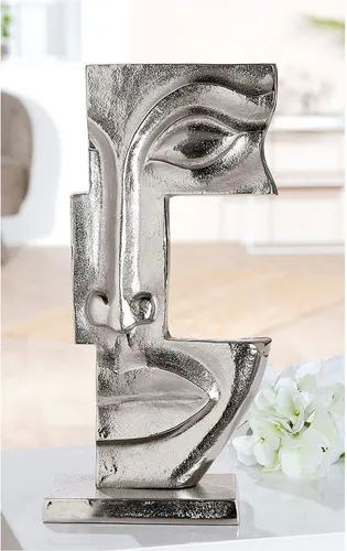 Casablanca Skulptur Big Lips - Elegante Deko aus Aluminium - Statuen mit markantem Gesichtsmotiv und antikem Finish, ideal für stilvolle Wohnräume. Die 40 cm hohe Skulptur verleiht jedem Raum eine besondere Note.